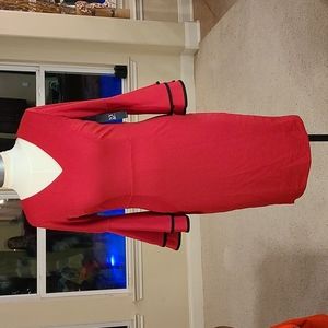 Bell Sleeve, fitted red dress, Medium